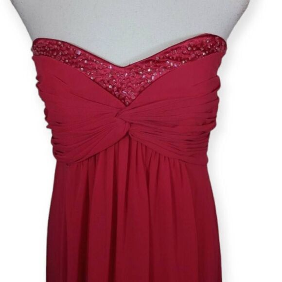 DAVID'S BRIDAL PINK STRAPLESS GOWN SZ.10 GOOD USED CONDITION - Picture 2 of 7